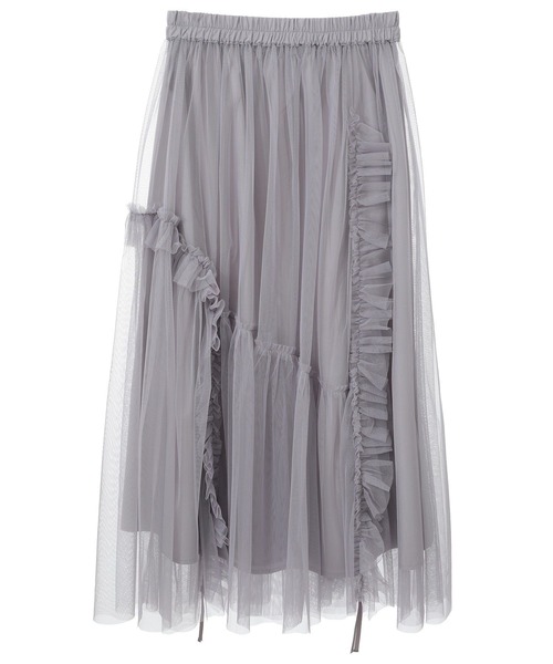 earth music&ecology（アースミュージックアンドエコロジー）の「チュールアシンメトリーフリルスカート（スカート・レディース・ライトグレー/ライトベージュ/ブルー系その他3/ブラック系その他3・FREE）」の3枚目の写真