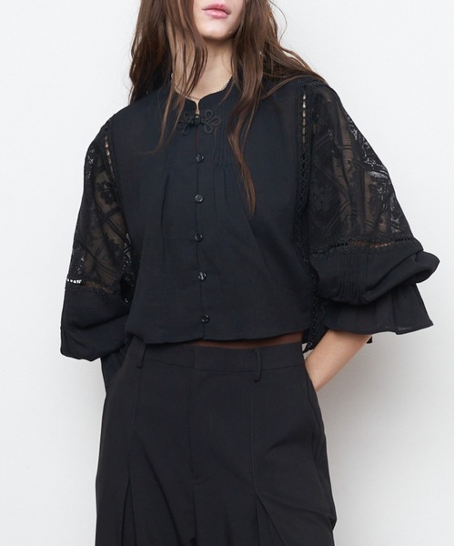 Muel Chic（ミュエルシック）の「Pam lace blouse  パムレースブラウス（シャツ/ブラウス・レディース・ホワイト/コーラルピンク/ブラック・FREE）」の7枚目の写真