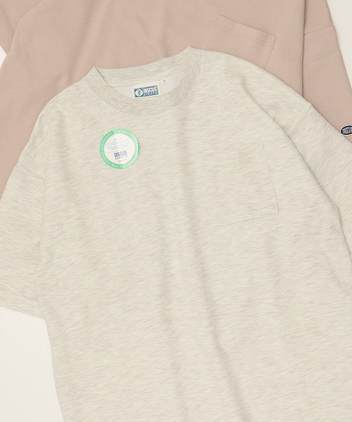 DISCUS ATHLETIC（ディスカス　アスレチック）の「【DISCUS ATHLETIC/ディスカス アスレチック】COOL MAX/クールマックス 無地/ポケット付き 半袖Tシャツ（Tシャツ/カットソー・レディース・ブラック/グレイッシュベージュ/ピンクベージュ/ホワイト/スミクロ/オートミール/ネイビー/ダークブルー・M/L/XL）」の5枚目の写真