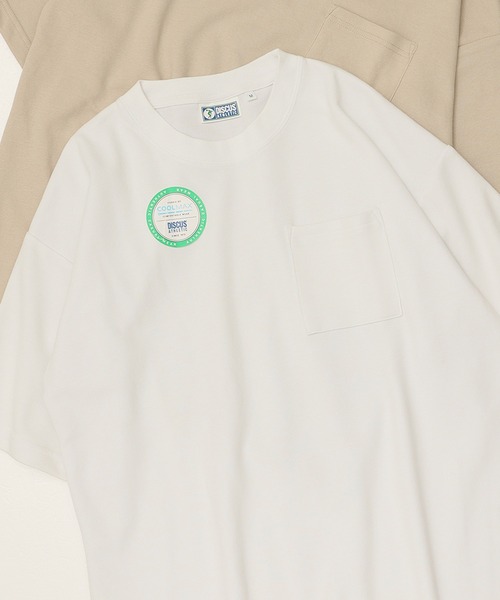 DISCUS ATHLETIC（ディスカス　アスレチック）の「【DISCUS ATHLETIC/ディスカス アスレチック】COOL MAX/クールマックス 無地/ポケット付き 半袖Tシャツ（Tシャツ/カットソー・レディース・ブラック/グレイッシュベージュ/ピンクベージュ/ホワイト/スミクロ/オートミール/ネイビー/ダークブルー・M/L/XL）」の2枚目の写真