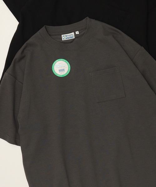 DISCUS ATHLETIC（ディスカス　アスレチック）の「【DISCUS ATHLETIC/ディスカス アスレチック】COOL MAX/クールマックス 無地/ポケット付き 半袖Tシャツ（Tシャツ/カットソー・レディース・ブラック/グレイッシュベージュ/ピンクベージュ/ホワイト/スミクロ/オートミール/ネイビー/ダークブルー・M/L/XL）」の4枚目の写真