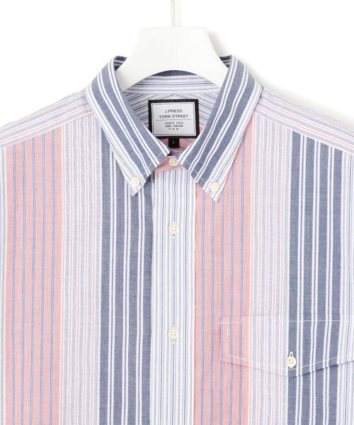J.PRESS YORK STREET(ジェイプレスヨークストリート)の「【UNISEX】ランダムストライプ シャツ(シャツ/ブラウス・メンズ・ブルー系1/レッド系1・LARGE/MEDIUM/SMALL)」の6枚目の写真