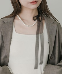 SMELLY | シアーリボンパールネックレス(ネックレス)