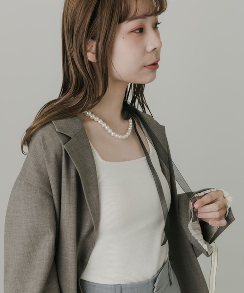 SMELLY(スメリー)の「シアーリボンパールネックレス(ネックレス・レディース・ブラック系その他・-)」の5枚目の写真