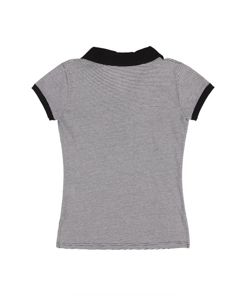 トップス Fancy club Stripe Button Collar Tee A'GEM/9 × .kom 『 FANCY CLUB/ファンシークラブ』 STRIPE