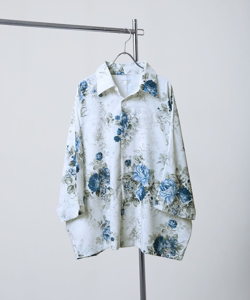 NILWAY（ニルウェイ）の「ドレープーサマーオーバーサイズドルマンレギュラーカラーシャツ（シャツ/ブラウス・メンズ・ネイビー/ライトグレー/ブラック/ブラック系/ブルー/ダークグリーン/オフホワイト/グレー系/チャコールグレー/ネイビー系/ホワイト系・LARGE/MEDIUM）」の3枚目の写真