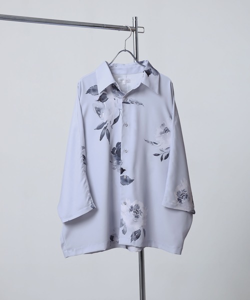 NILWAY（ニルウェイ）の「ドレープーサマーオーバーサイズドルマンレギュラーカラーシャツ（シャツ/ブラウス・メンズ・ネイビー/ライトグレー/ブラック/ブラック系/ブルー/ダークグリーン/オフホワイト/グレー系/チャコールグレー/ネイビー系/ホワイト系・LARGE/MEDIUM）」の8枚目の写真