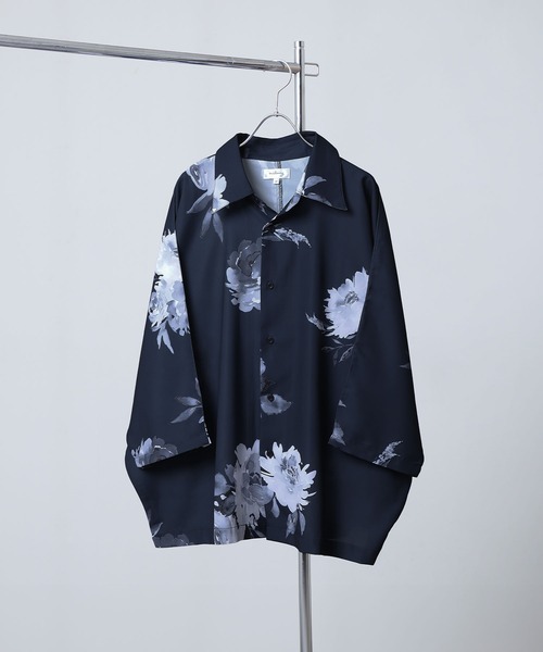 NILWAY（ニルウェイ）の「ドレープーサマーオーバーサイズドルマンレギュラーカラーシャツ（シャツ/ブラウス・メンズ・ネイビー/ライトグレー/ブラック/ブラック系/ブルー/ダークグリーン/オフホワイト/グレー系/チャコールグレー/ネイビー系/ホワイト系・LARGE/MEDIUM）」の11枚目の写真