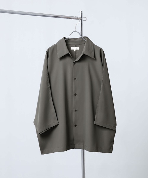 ドレープーサマーオーバーサイズドルマンレギュラーカラーシャツ