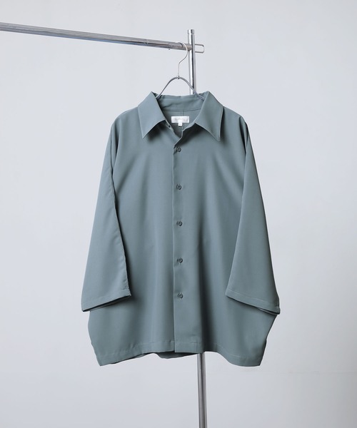 NILWAY（ニルウェイ）の「ドレープーサマーオーバーサイズドルマンレギュラーカラーシャツ（シャツ/ブラウス・メンズ・ネイビー/ライトグレー/ブラック/ブラック系/ブルー/ダークグリーン/オフホワイト/グレー系/チャコールグレー/ネイビー系/ホワイト系・LARGE/MEDIUM）」の10枚目の写真