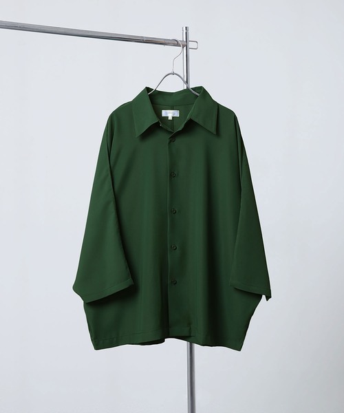 NILWAY（ニルウェイ）の「ドレープーサマーオーバーサイズドルマンレギュラーカラーシャツ（シャツ/ブラウス・メンズ・ネイビー/ライトグレー/ブラック/ブラック系/ブルー/ダークグリーン/オフホワイト/グレー系/チャコールグレー/ネイビー系/ホワイト系・LARGE/MEDIUM）」の9枚目の写真