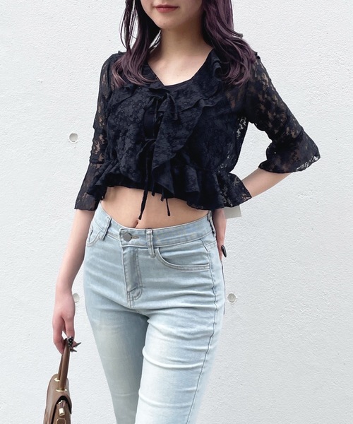 one way（ワンウェイ）の「レースフリルカーディガン（カーディガン/ボレロ・レディース・ベージュ/ホワイト/ブラック・FREE）」の12枚目の写真