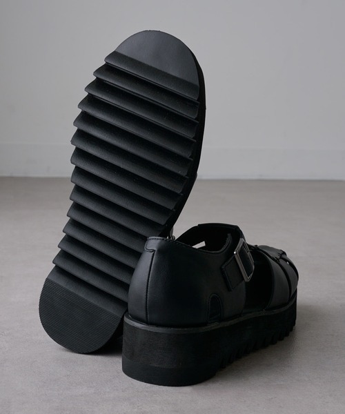 HAUS（ハウス）の「【HAUS】厚底SHARK SOLE GRUKHA SANDALS シャークソールグルカサンダル（サンダル・メンズ・ブラック・L/M/LL）」の4枚目の写真