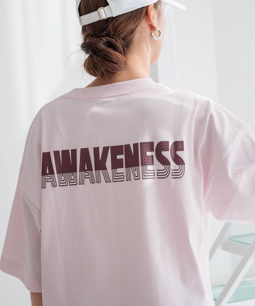 HEREIAM(ヘレイアム)の「【HEREIAM】AWAKENESS TEE(Tシャツ/カットソー・レディース・ライトピンク/ブラック/ホワイト・FREE)」の1枚目の写真