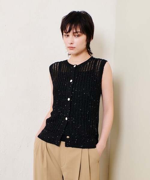セール】スパンコールメッシュプルオーバー（ニット/セーター
