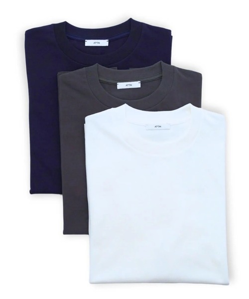 ATON（エイトン）の「【ATON】 FRESCA PLATE LOOSE FIT T-SHIRT（Tシャツ/カットソー・メンズ・ネイビー/チャコールグレー/ホワイト・4/2）」の5枚目の写真