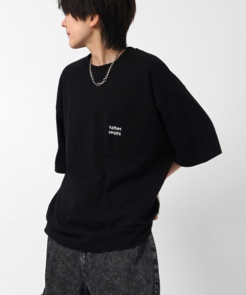 96thes（クローズ）の「【96thes】韓国ストリート ビッグシルエット ワンポイントまたぎ刺繍 半袖Tシャツ カットソー メンズ レディース（Tシャツ/カットソー・メンズ・ブラック/ブルー/杢グレー/ホワイト・M/L）」の9枚目の写真
