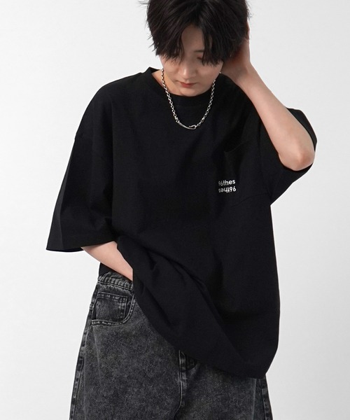 96thes（クローズ）の「【96thes】韓国ストリート ビッグシルエット ワンポイントまたぎ刺繍 半袖Tシャツ カットソー メンズ レディース（Tシャツ/カットソー・メンズ・ブラック/ブルー/杢グレー/ホワイト・M/L）」の10枚目の写真