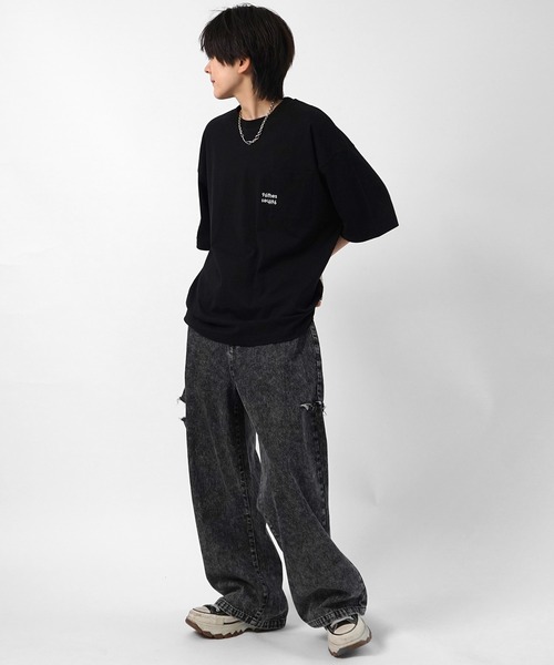 96thes（クローズ）の「【96thes】韓国ストリート ビッグシルエット ワンポイントまたぎ刺繍 半袖Tシャツ カットソー メンズ レディース（Tシャツ/カットソー・メンズ・ブラック/ブルー/杢グレー/ホワイト・M/L）」の13枚目の写真