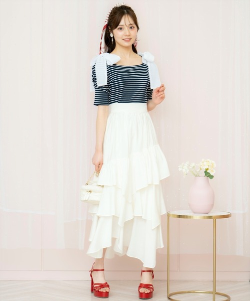 WILLSELECTION(ウィルセレクション)の「ショルダーリボンパワショルトップス(Tシャツ/カットソー・レディース・ブルー系その他/ホワイト系その他/ブラック系その他・FREE)」の15枚目の写真