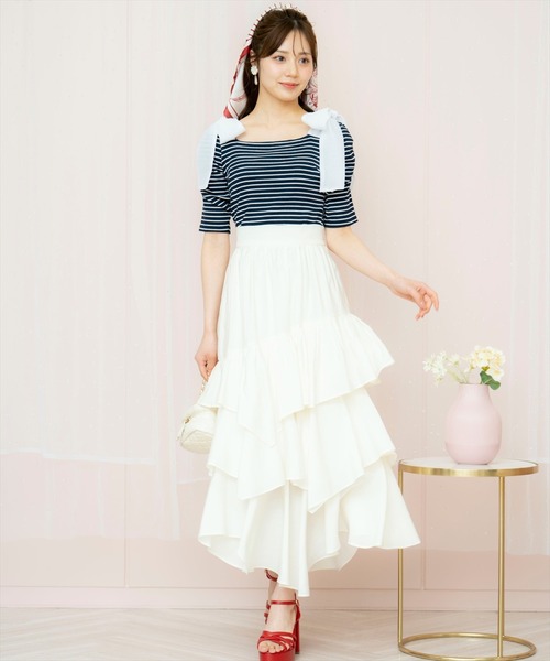 WILLSELECTION(ウィルセレクション)の「ショルダーリボンパワショルトップス(Tシャツ/カットソー・レディース・ブルー系その他/ホワイト系その他/ブラック系その他・FREE)」の16枚目の写真