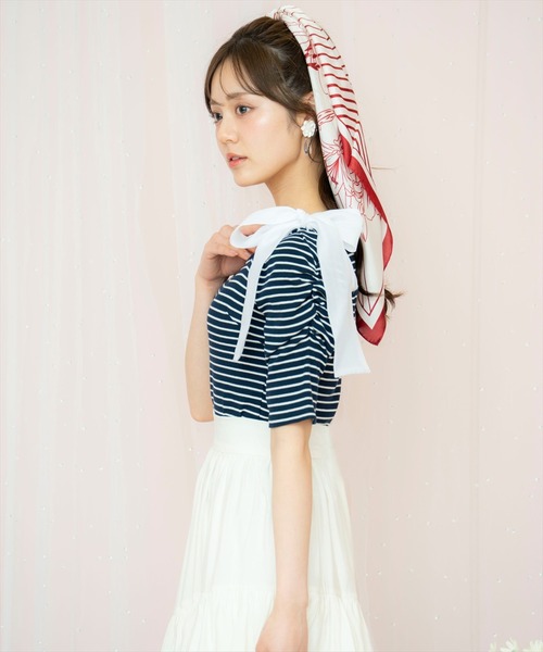 WILLSELECTION(ウィルセレクション)の「ショルダーリボンパワショルトップス(Tシャツ/カットソー・レディース・ブルー系その他/ホワイト系その他/ブラック系その他・FREE)」の18枚目の写真