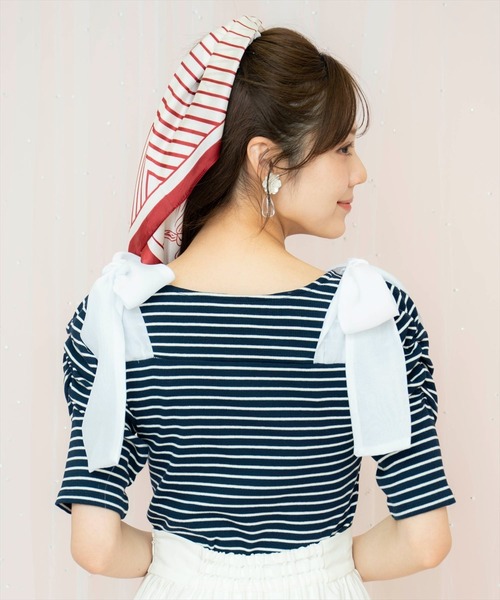 WILLSELECTION(ウィルセレクション)の「ショルダーリボンパワショルトップス(Tシャツ/カットソー・レディース・ブルー系その他/ホワイト系その他/ブラック系その他・FREE)」の20枚目の写真