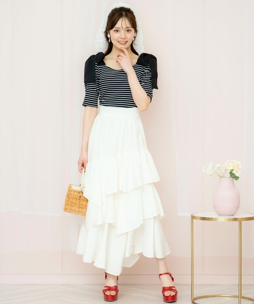 WILLSELECTION(ウィルセレクション)の「ショルダーリボンパワショルトップス(Tシャツ/カットソー・レディース・ブルー系その他/ホワイト系その他/ブラック系その他・FREE)」の12枚目の写真