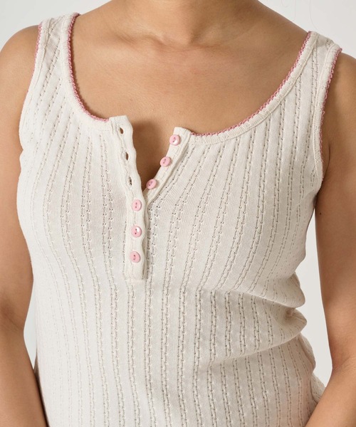 TINA:JOJUN(ティーナジョジュン)の「ヘンリーネック タンクトップ TINA:JOJUN(タンクトップ・レディース・アイボリー/ベビーピンク・M)」の7枚目の写真