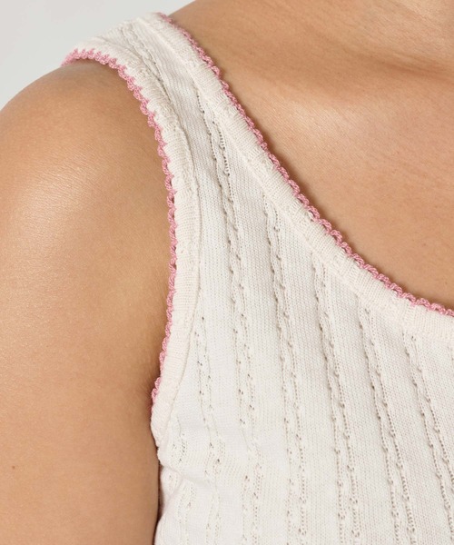 TINA:JOJUN(ティーナジョジュン)の「ヘンリーネック タンクトップ TINA:JOJUN(タンクトップ・レディース・アイボリー/ベビーピンク・M)」の8枚目の写真