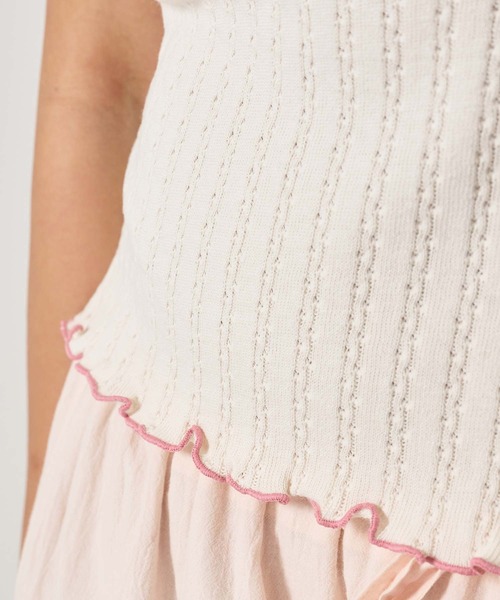 TINA:JOJUN(ティーナジョジュン)の「ヘンリーネック タンクトップ TINA:JOJUN(タンクトップ・レディース・アイボリー/ベビーピンク・M)」の9枚目の写真