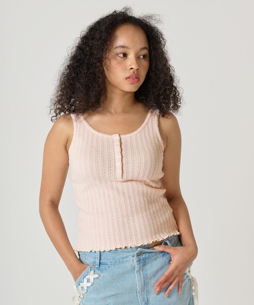 TINA:JOJUN(ティーナジョジュン)の「ヘンリーネック タンクトップ TINA:JOJUN(タンクトップ・レディース・アイボリー/ベビーピンク・M)」の10枚目の写真