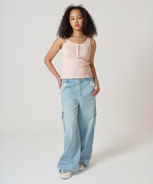 TINA:JOJUN(ティーナジョジュン)の「ヘンリーネック タンクトップ TINA:JOJUN(タンクトップ・レディース・アイボリー/ベビーピンク・M)」の13枚目の写真