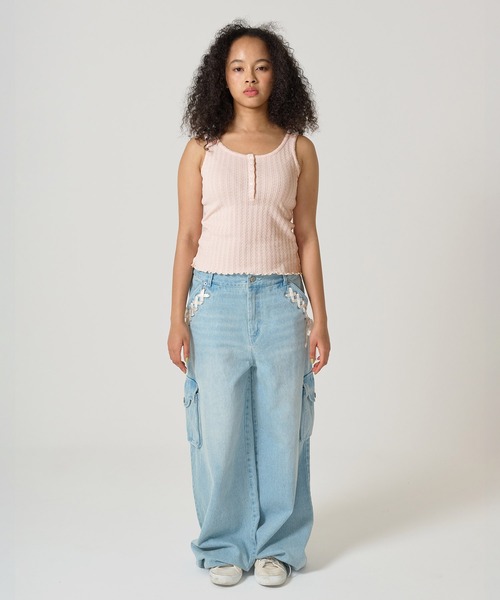 TINA:JOJUN(ティーナジョジュン)の「ヘンリーネック タンクトップ TINA:JOJUN(タンクトップ・レディース・アイボリー/ベビーピンク・M)」の15枚目の写真