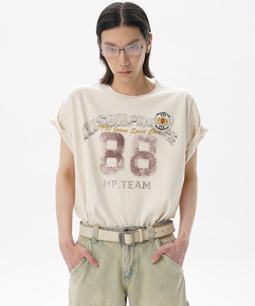 ロードオブザリング ヴィンテージ加工オーバーサイズTシャツ MONO-MART tシャツ ヴィンテージ加工カレッジロゴプリント