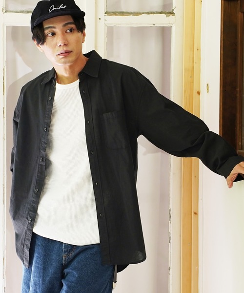 En serio TOKYO(エンソリオトーキョー)の「綿麻BIGシルエットシャツ(シャツ/ブラウス・メンズ・ブラック/グレー系その他/ブルー系その他2/スモークピンク/ホワイト/ホワイト系その他/ネイビー/ブルー系その他・MEDIUM/LARGE/X-LARGE)」の13枚目の写真