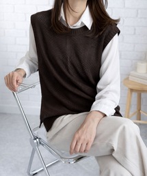 Amulet（アミュレット）の「インナー次第でテイスト自由自在！腰回りもほどよく隠れる◎ニットベストトップス（ベスト）」