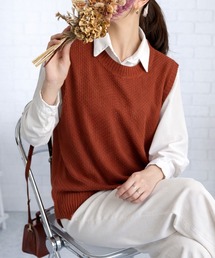 Amulet（アミュレット）の「インナー次第でテイスト自由自在！腰回りもほどよく隠れる◎ニットベストトップス（ベスト）」