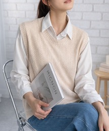 Amulet（アミュレット）の「インナー次第でテイスト自由自在！腰回りもほどよく隠れる◎ニットベストトップス（ベスト）」