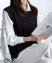 Amulet（アミュレット）の「インナー次第でテイスト自由自在！腰回りもほどよく隠れる◎ニットベストトップス（ベスト）」