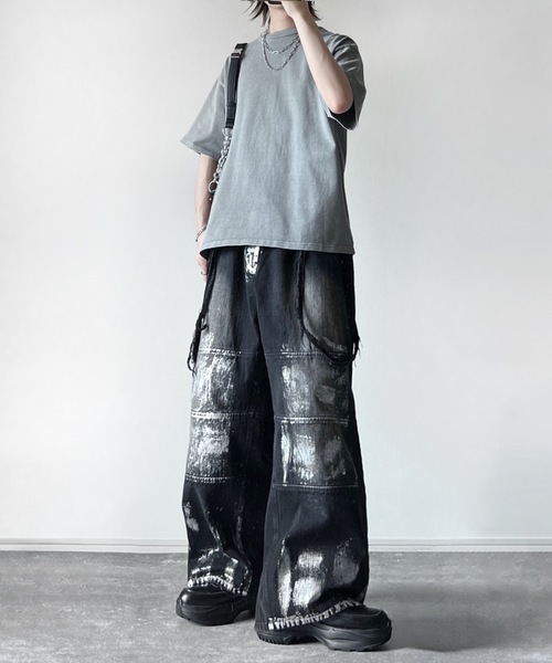 アテッサ新作モデル panel suspender wide denim (waist gom)（デニムパンツ パンツ