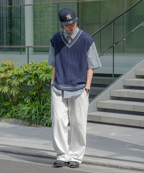 RAGEBLUE（レイジブルー）の「透かし編み/チルデンVネックニットベスト（ベスト・メンズ・ネイビー/グリーン/ベージュ系その他2・MEDIUM/LARGE）」の14枚目の写真