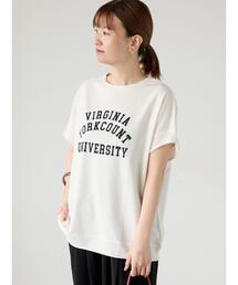 Lugnoncure | カレッジ風ロゴプリントミニ裏毛トップス(Tシャツ/カットソー)