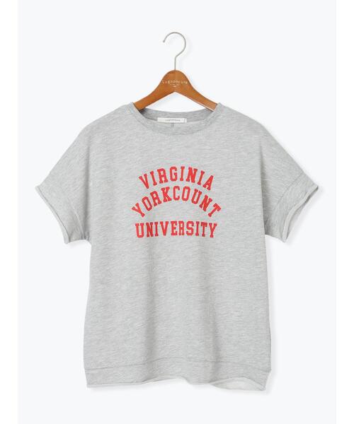 Lugnoncure（ルノンキュール）の「カレッジ風ロゴプリントミニ裏毛トップス（Tシャツ/カットソー・レディース・ブラック/グレー/オフホワイト・F）」の16枚目の写真