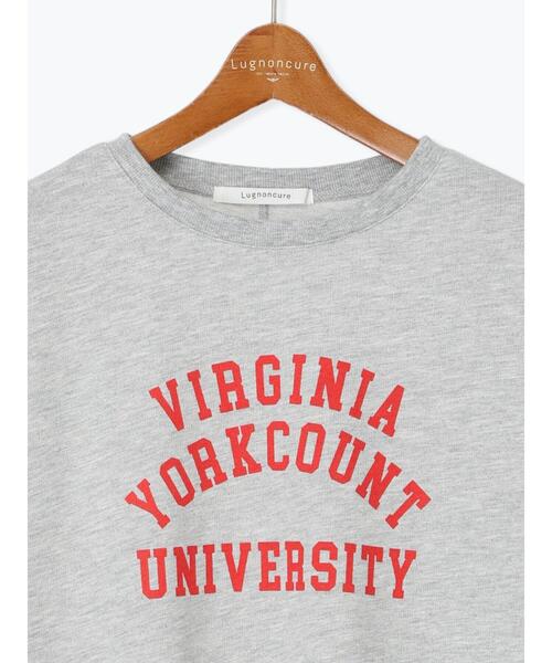 Lugnoncure（ルノンキュール）の「カレッジ風ロゴプリントミニ裏毛トップス（Tシャツ/カットソー・レディース・ブラック/グレー/オフホワイト・F）」の18枚目の写真