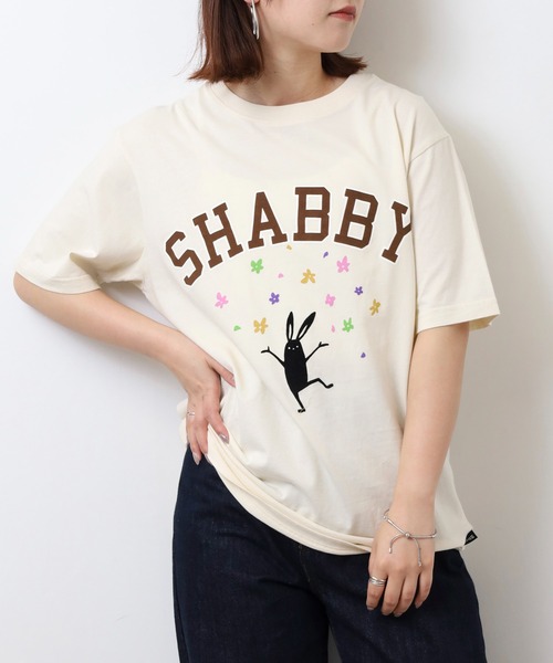 FUNALIVE(ファンアライブ)の「SHABBY プリント半袖Tシャツ unisex(Tシャツ/カットソー・メンズ・サックスブルー/ネイビー/ブラック系1/ブラック系2/イエロー系1/イエロー/オレンジ/アイボリー系1/ネイビー系1/アイボリー/ホワイト系2/ホワイト系1/ブラック/サックスブルー系1/オレンジ系1/オフホワイト・S/M/LL/L)」の18枚目の写真