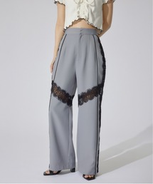rienda | レースコンビジャストウエストストレートパンツ 春服(スラックス)