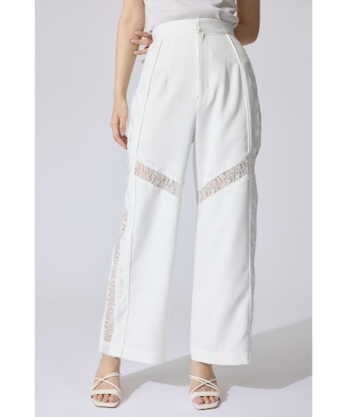 rienda（リエンダ）の「レースコンビジャストウエストストレートパンツ 春服（スラックス・レディース・グレー/ブラック/ホワイト・SMALL/MEDIUM）」の10枚目の写真