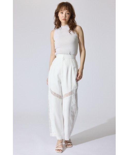 rienda（リエンダ）の「レースコンビジャストウエストストレートパンツ 春服（スラックス・レディース・グレー/ブラック/ホワイト・SMALL/MEDIUM）」の9枚目の写真