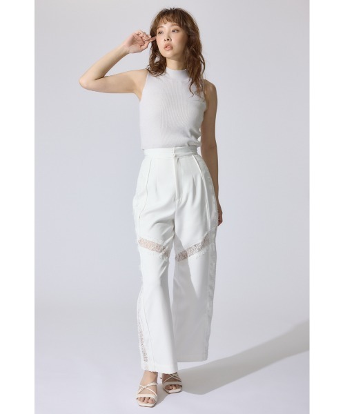rienda（リエンダ）の「レースコンビジャストウエストストレートパンツ 春服（スラックス・レディース・グレー/ブラック/ホワイト・SMALL/MEDIUM）」の8枚目の写真